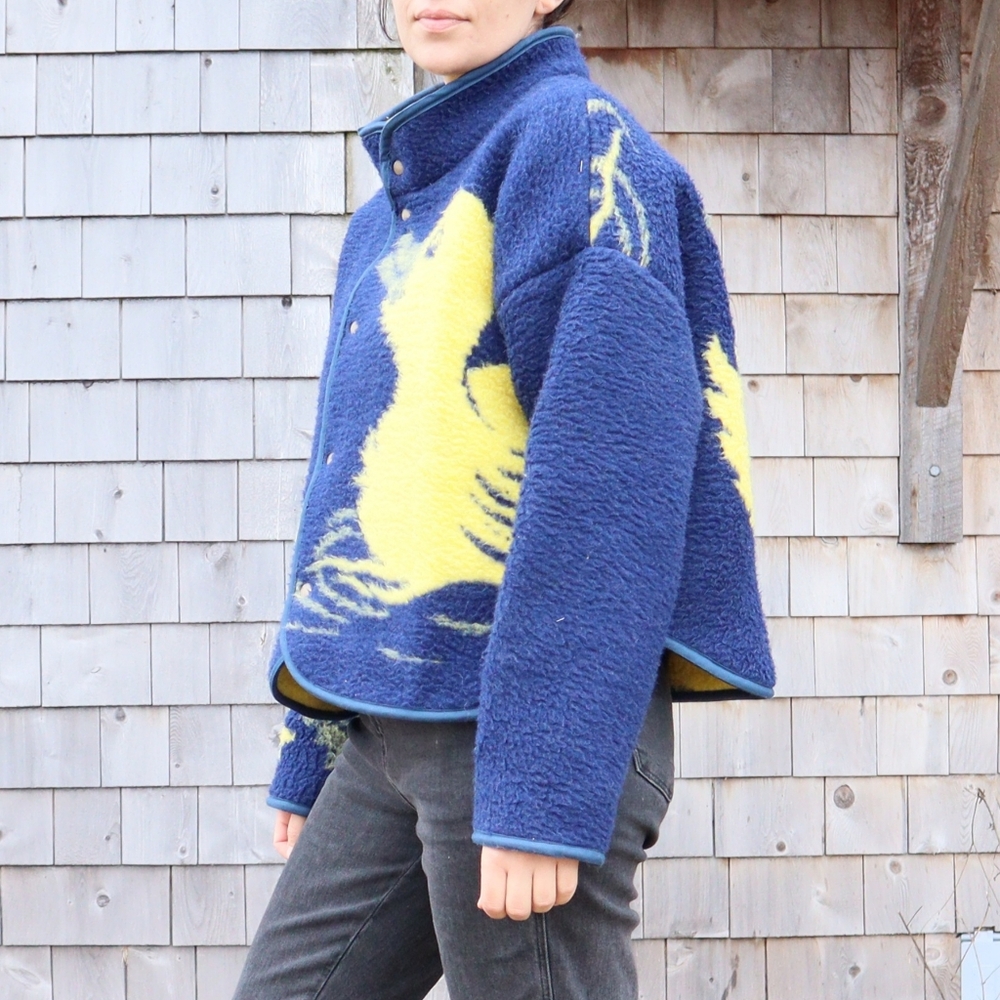 Upcycled Duck Jacket for spring made with a vintage blanket L - XL - Picture 4 of 9